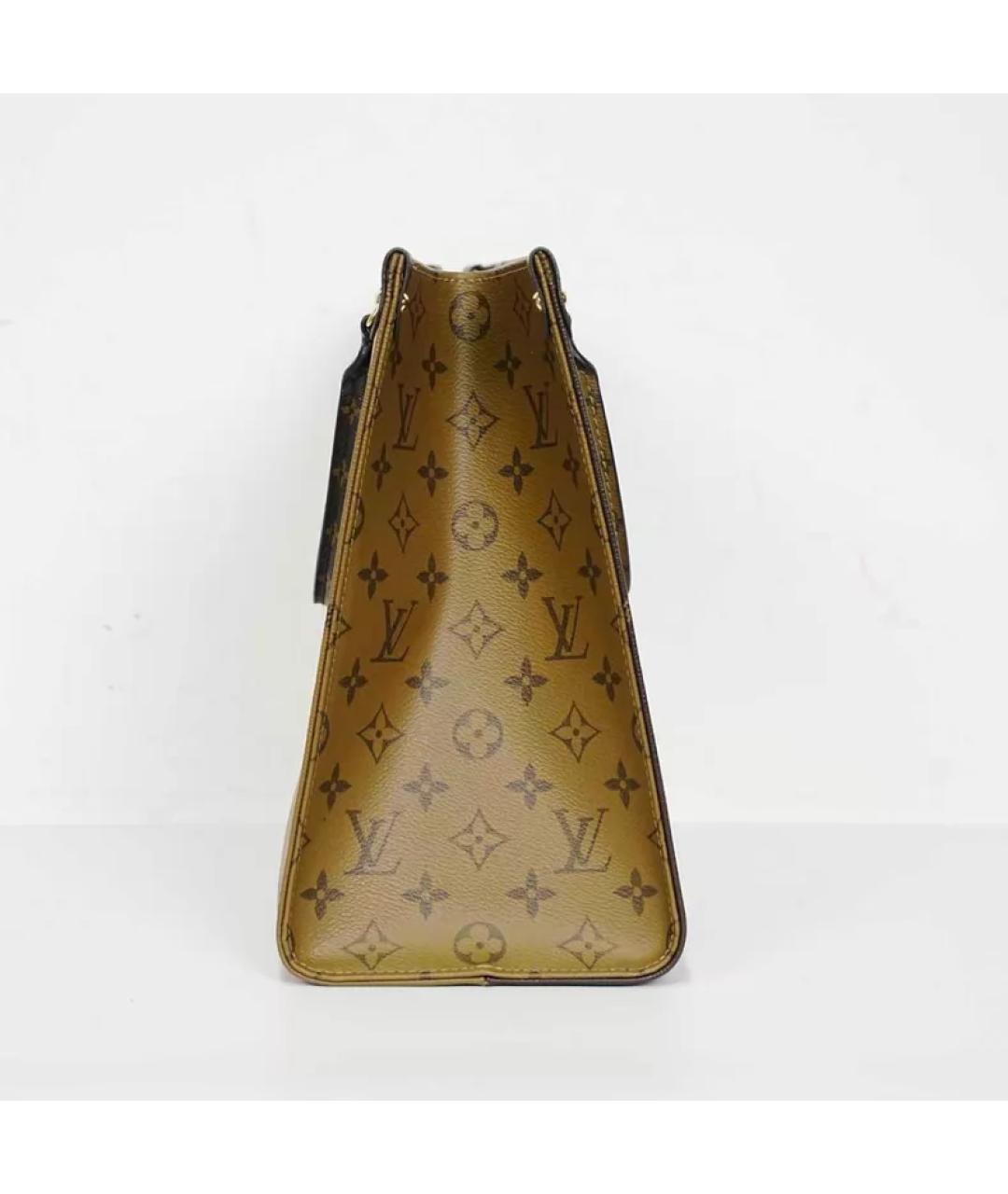 LOUIS VUITTON Коричневая кожаная сумка с короткими ручками, фото 3