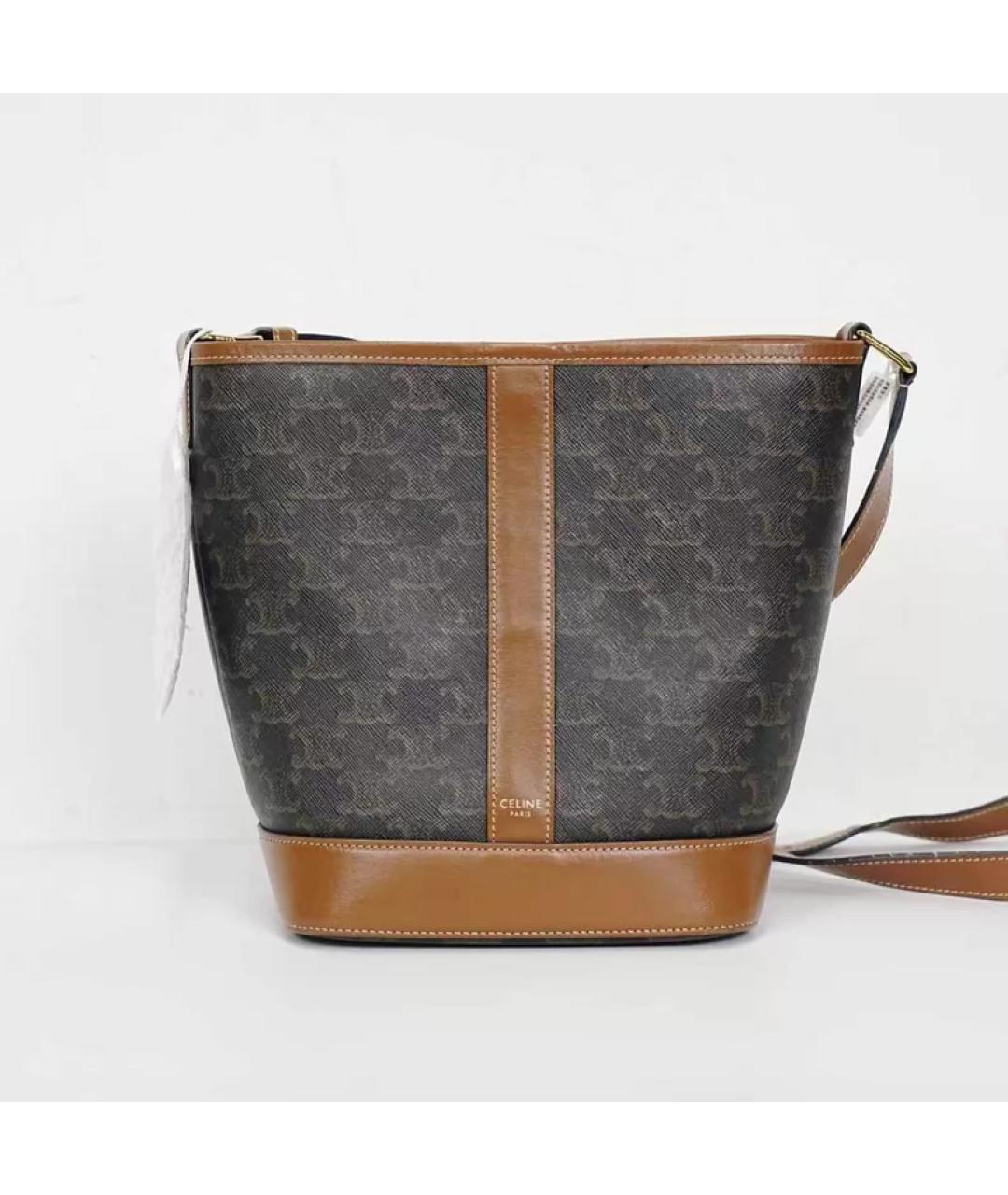 CELINE Коричневая кожаная сумка через плечо, фото 9