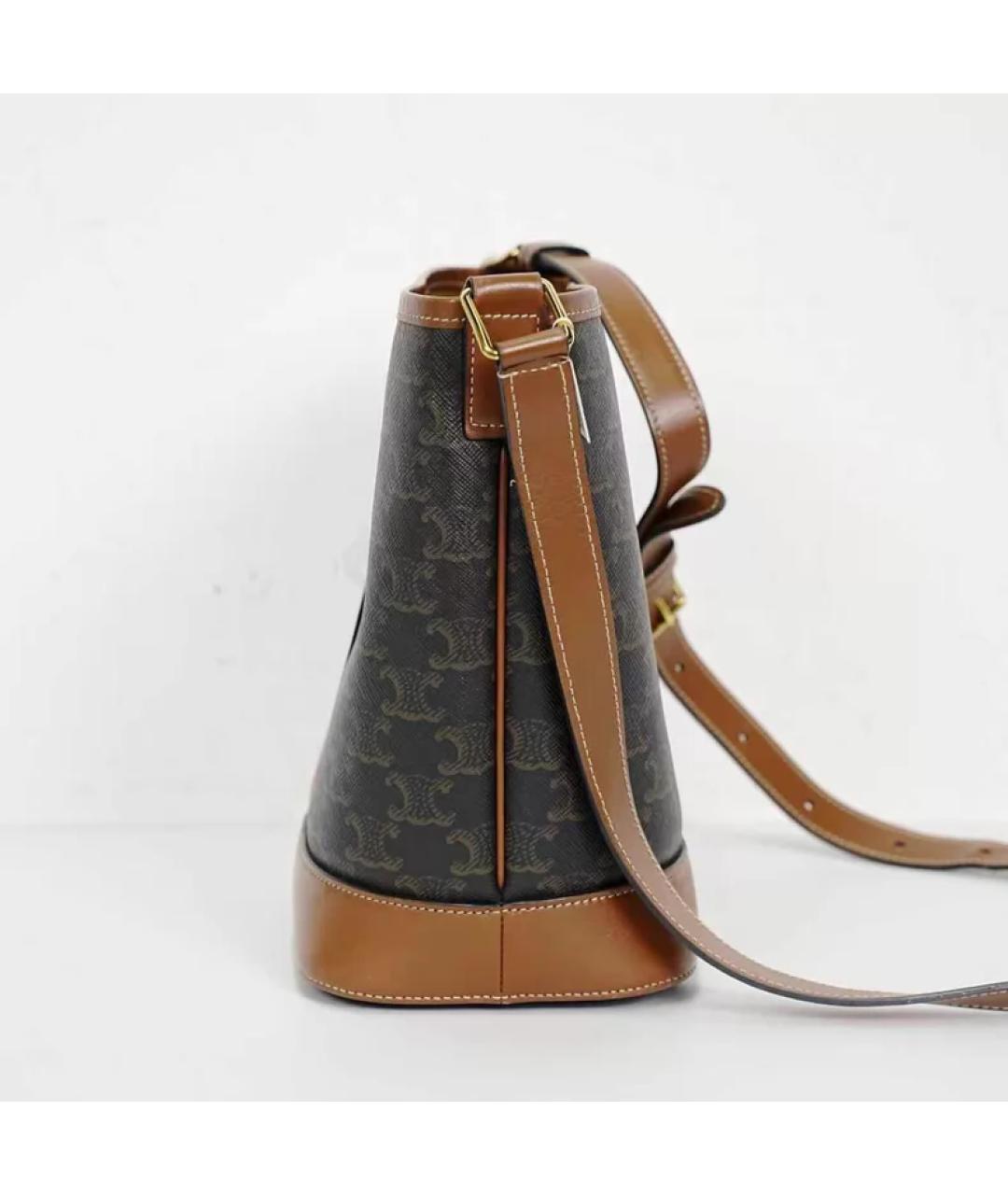 CELINE Коричневая кожаная сумка через плечо, фото 2