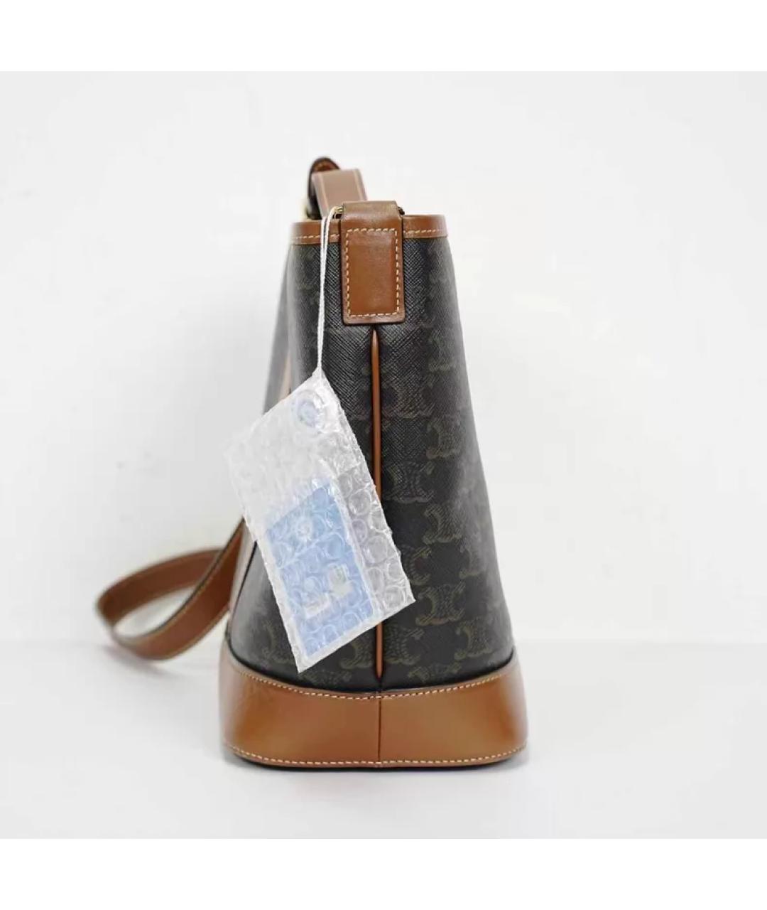 CELINE Коричневая кожаная сумка через плечо, фото 5