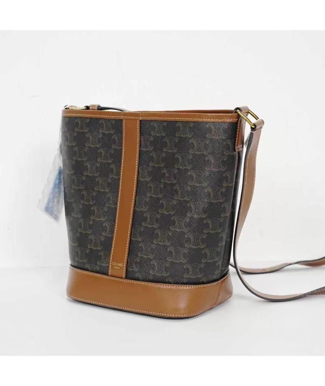 CELINE Коричневая кожаная сумка через плечо, фото 3