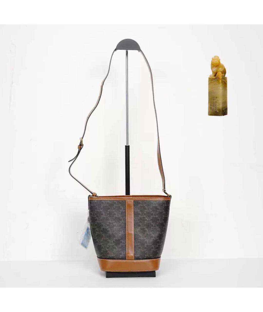 CELINE Коричневая кожаная сумка через плечо, фото 8