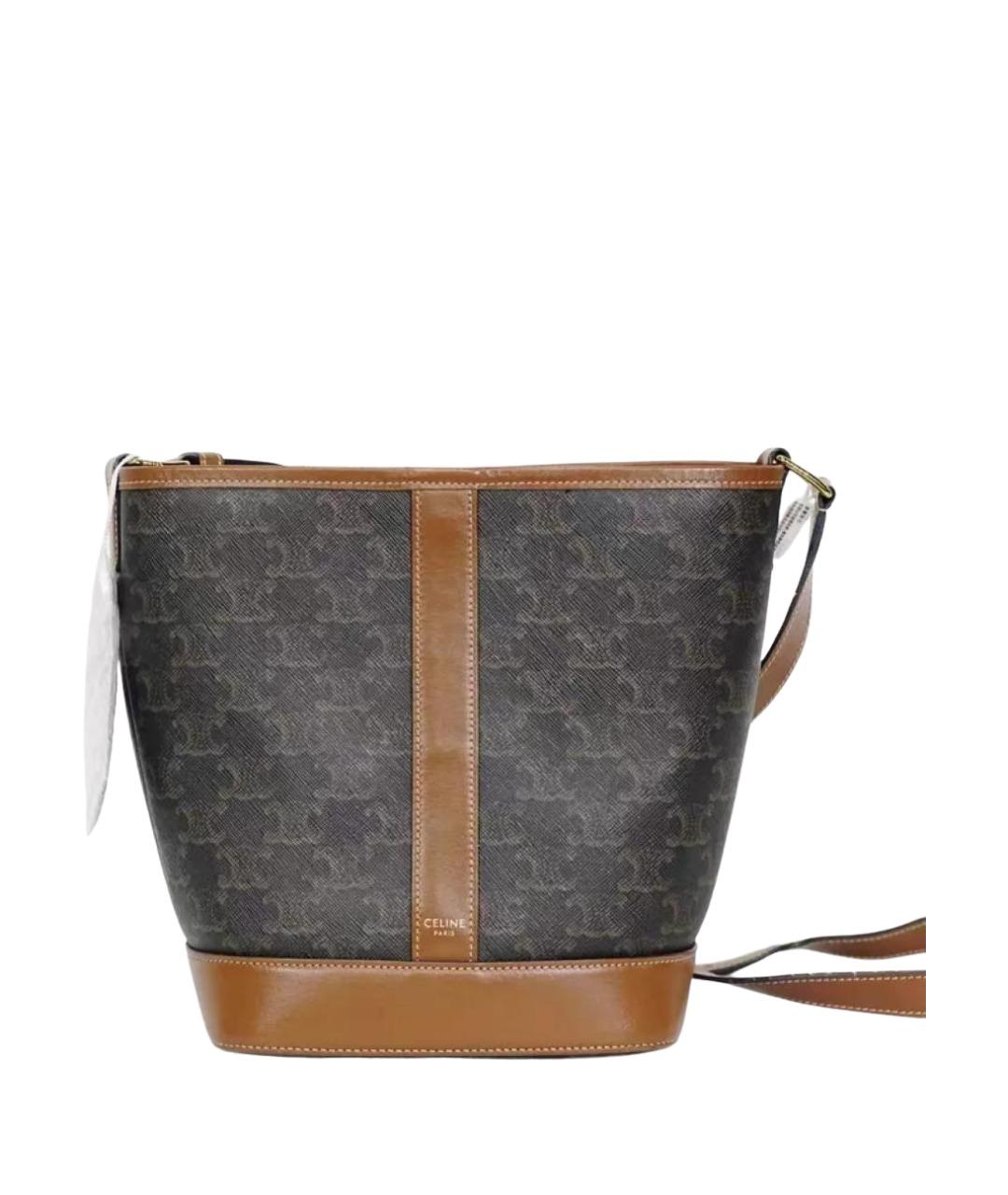 CELINE Коричневая кожаная сумка через плечо, фото 1