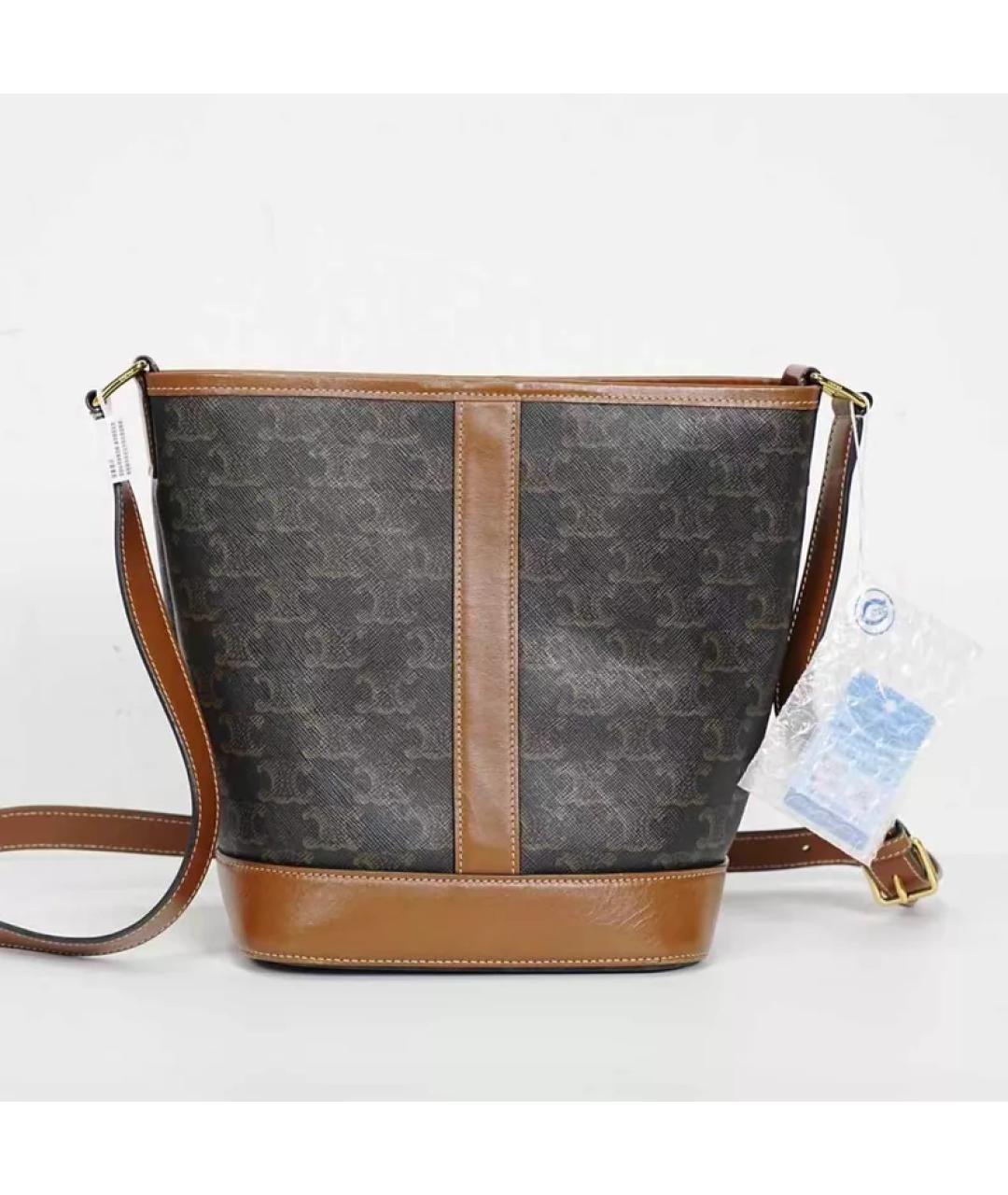 CELINE Коричневая кожаная сумка через плечо, фото 4