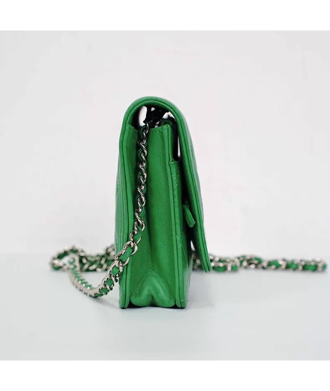 CHANEL Зеленая кожаная сумка через плечо, фото 5