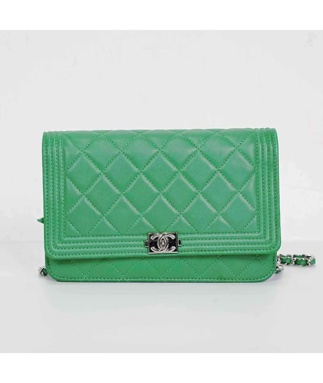 CHANEL Зеленая кожаная сумка через плечо, фото 10