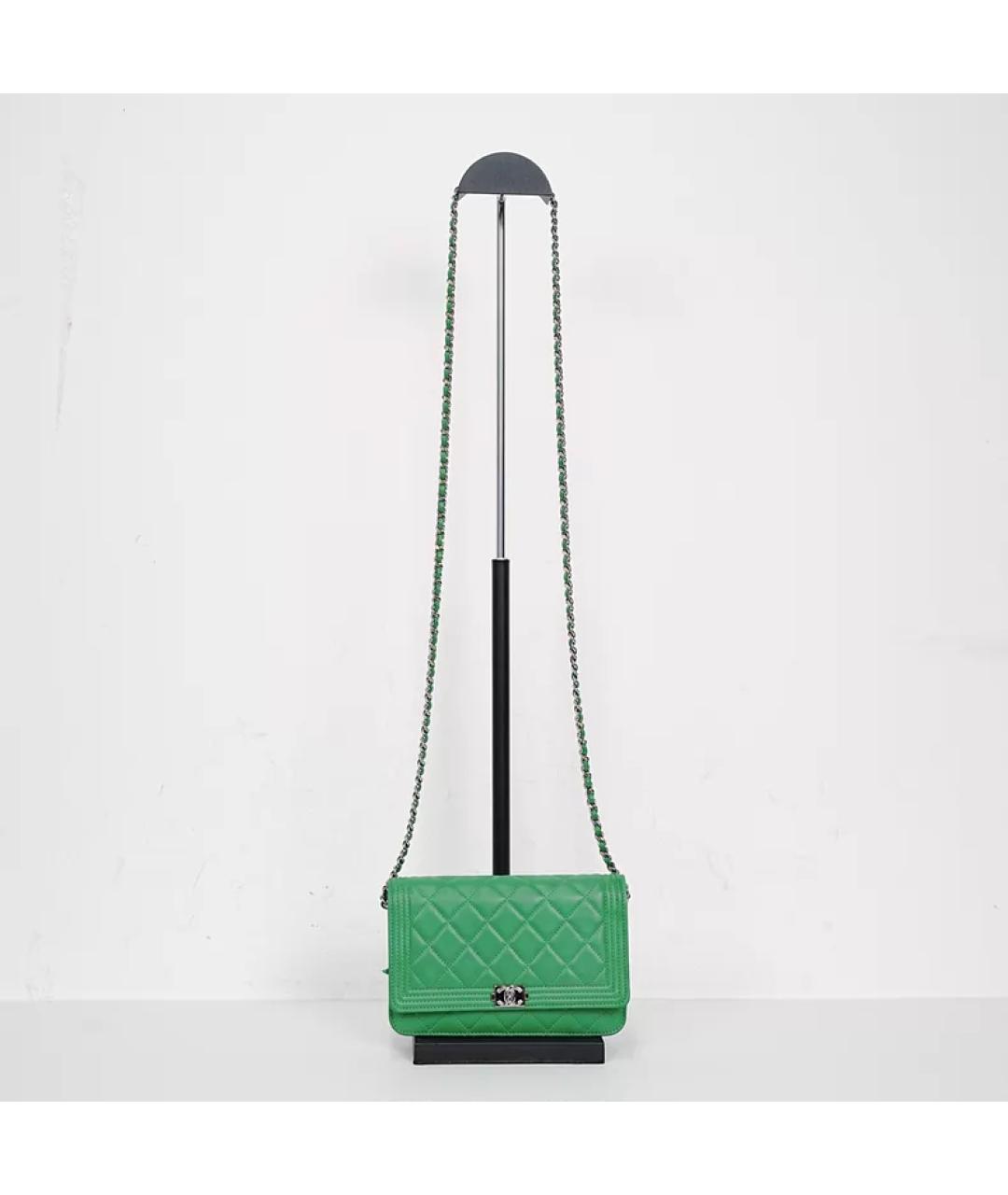 CHANEL Зеленая кожаная сумка через плечо, фото 8