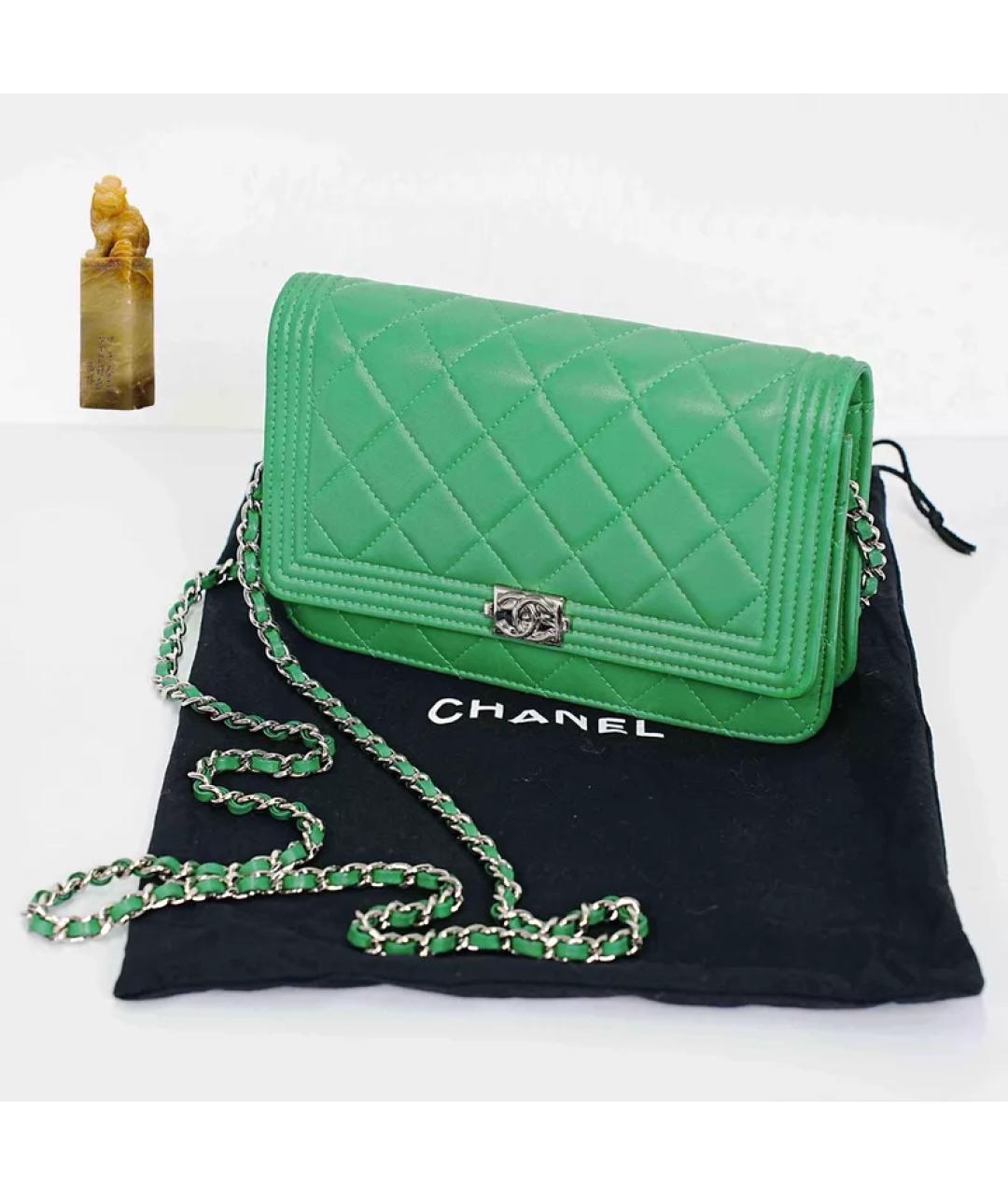 CHANEL Зеленая кожаная сумка через плечо, фото 9