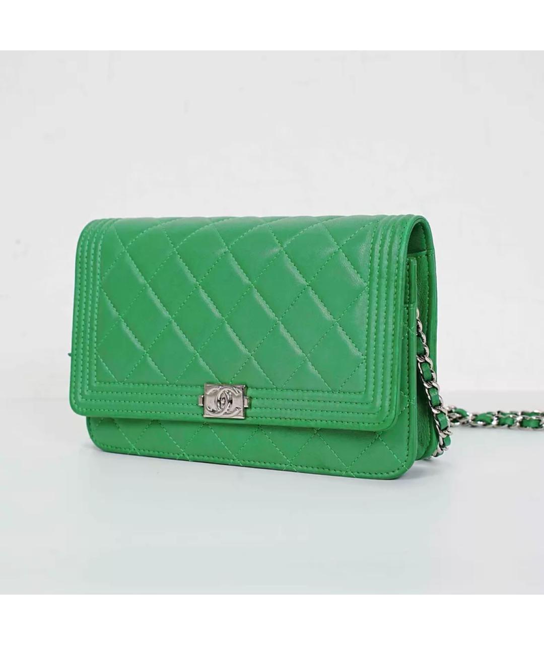 CHANEL Зеленая кожаная сумка через плечо, фото 7
