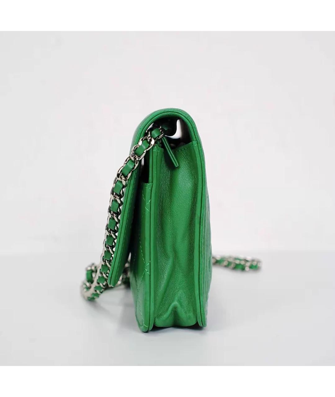 CHANEL Зеленая кожаная сумка через плечо, фото 4