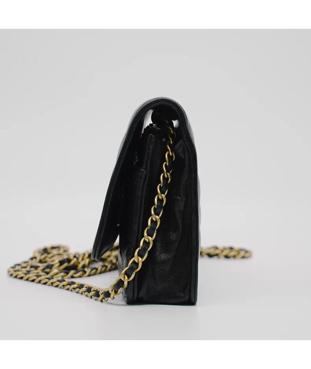 CHANEL Черная кожаная сумка с короткими ручками, фото 6