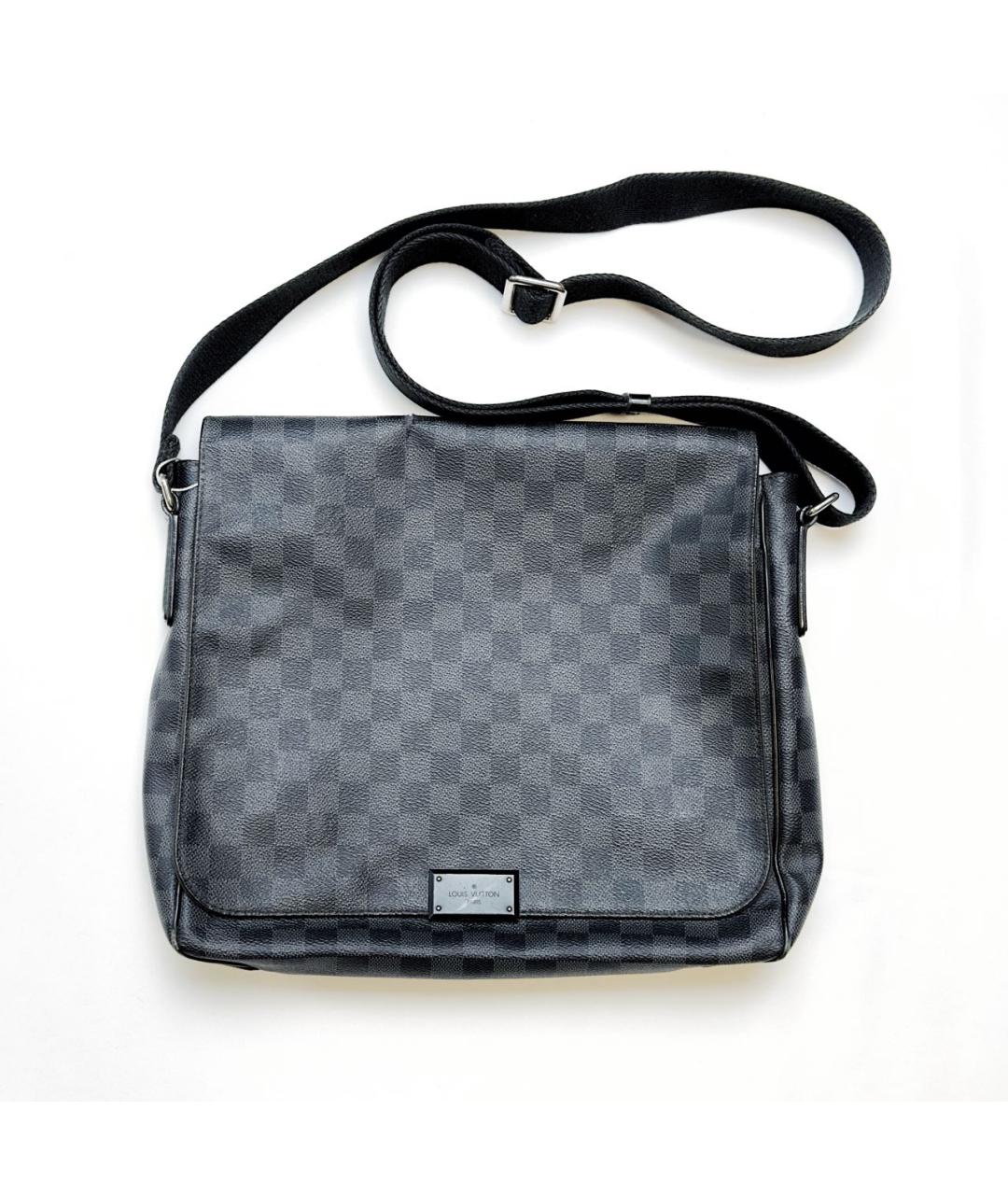 LOUIS VUITTON Черная кожаная сумка на плечо, фото 9