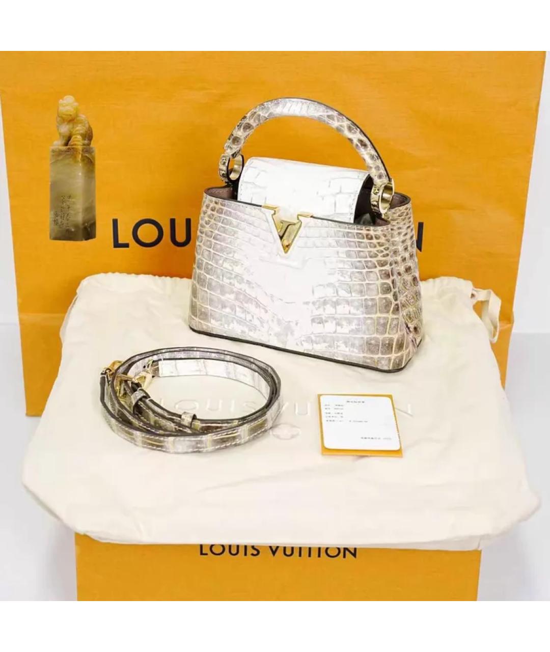 LOUIS VUITTON Бежевая сумка с короткими ручками из экзотической кожи, фото 9