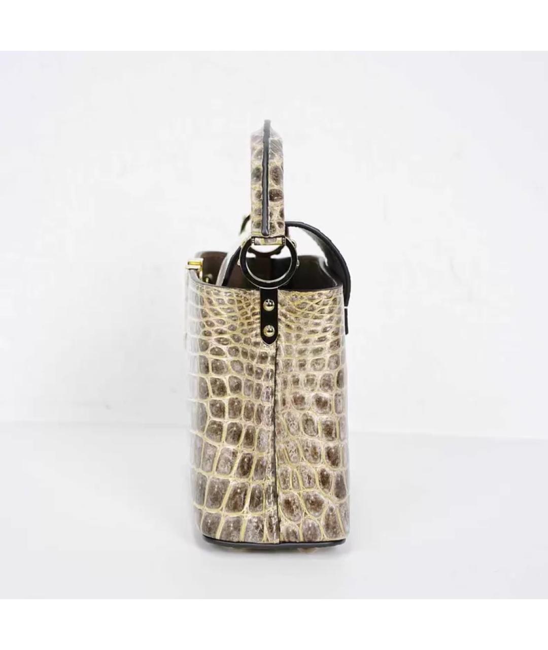 LOUIS VUITTON Бежевая сумка с короткими ручками из экзотической кожи, фото 5