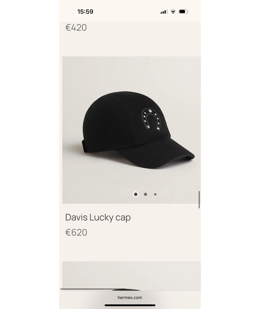 HERMES Черная кашемировая кепка, фото 4