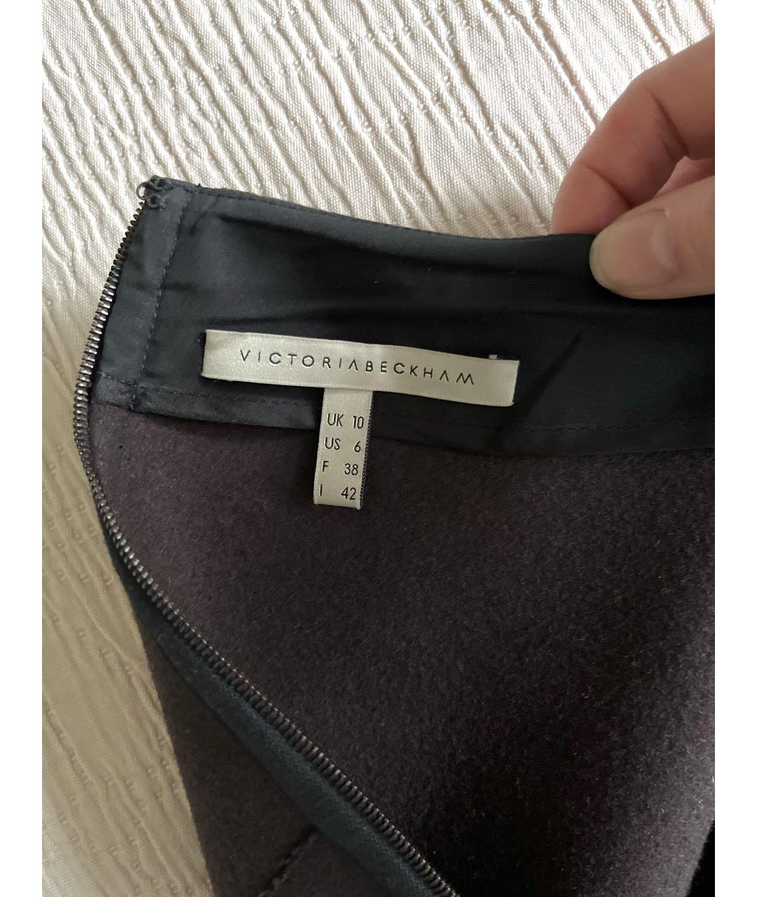 VICTORIA BECKHAM Черная шерстяная юбка миди, фото 3