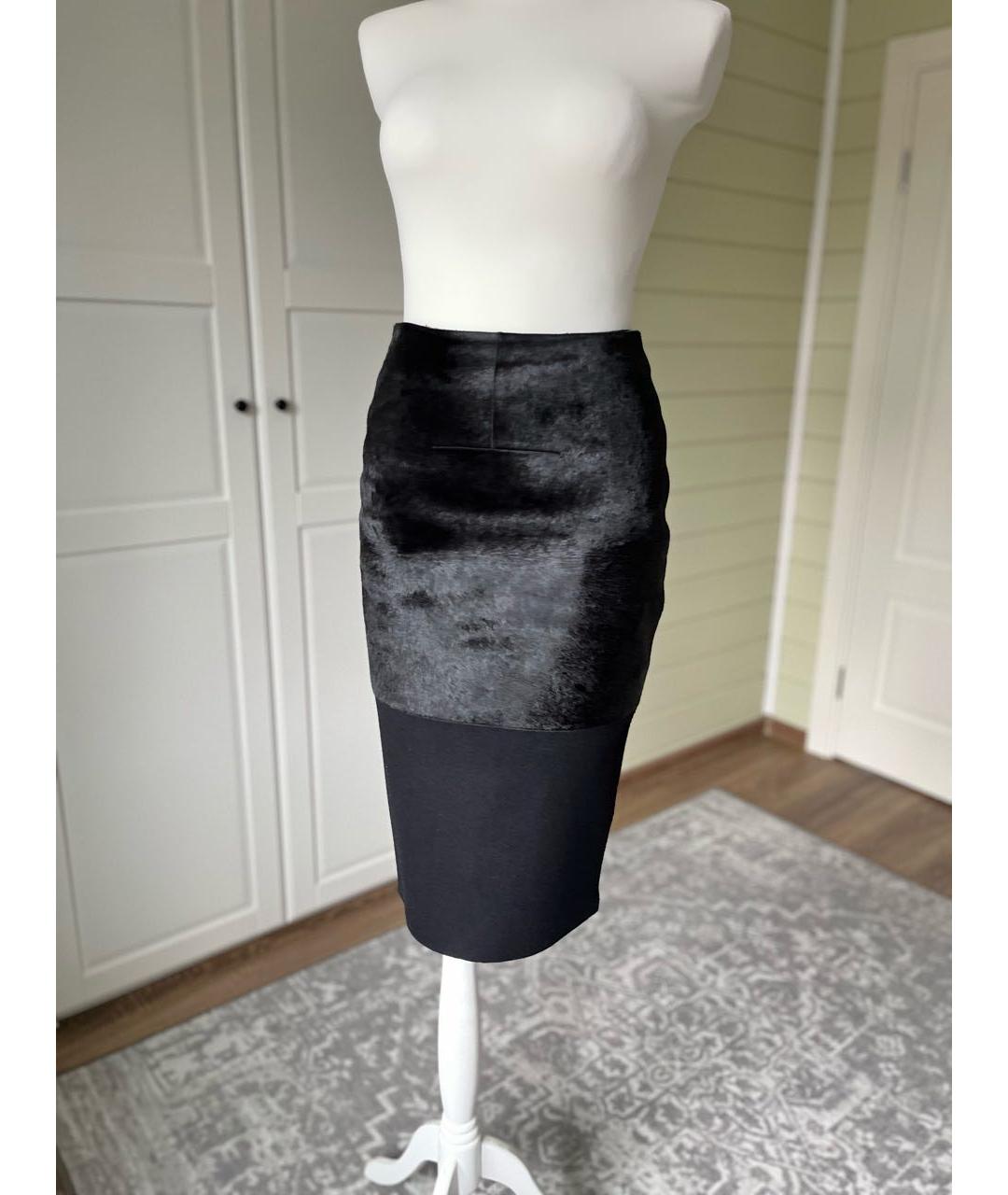 VICTORIA BECKHAM Черная шерстяная юбка миди, фото 9