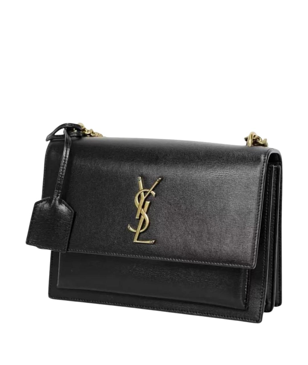 SAINT LAURENT Черная кожаная сумка через плечо, фото 1