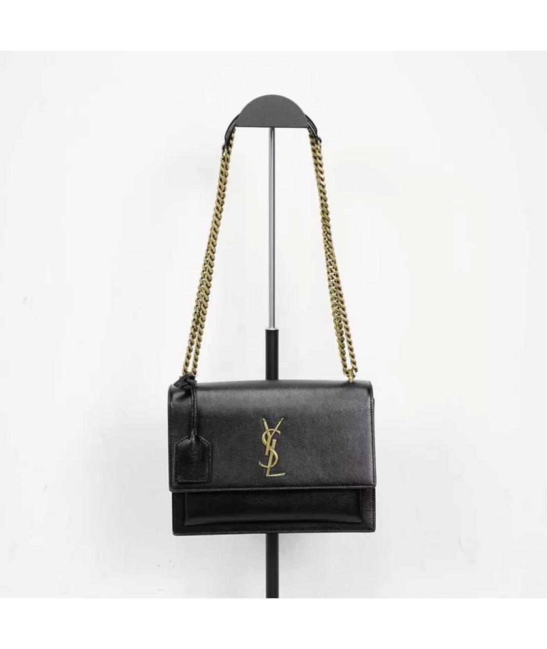 SAINT LAURENT Черная кожаная сумка через плечо, фото 5