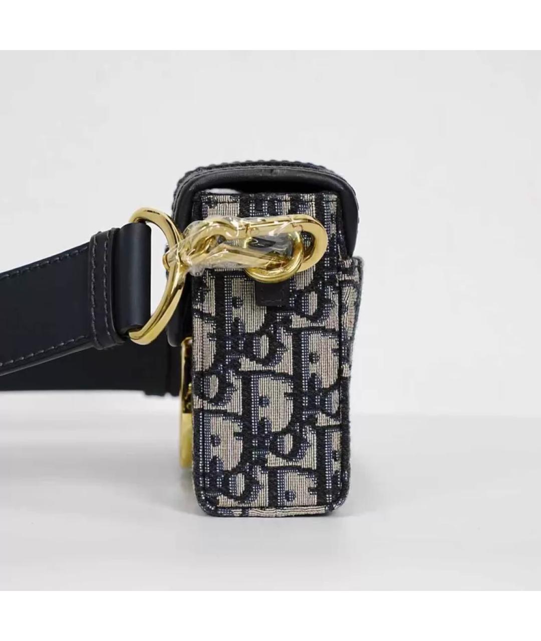 CHRISTIAN DIOR Темно-синяя кожаная сумка с короткими ручками, фото 4