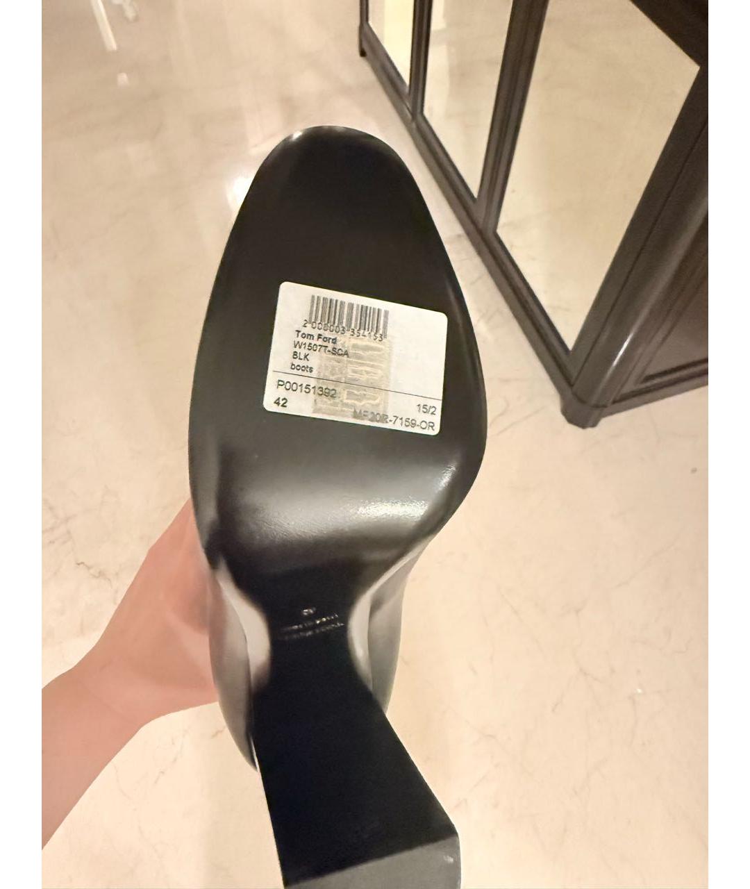 TOM FORD Черные кожаные сапоги, фото 5