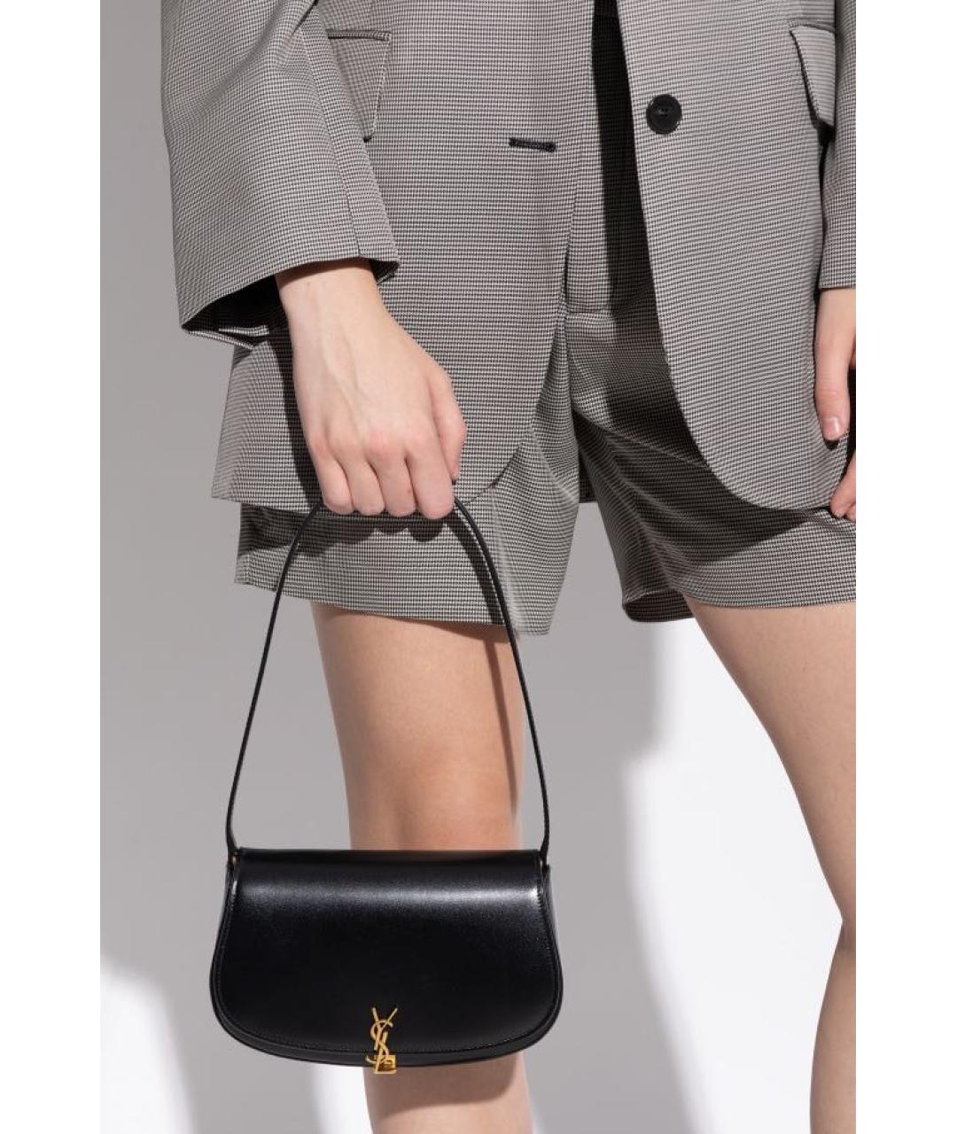 SAINT LAURENT Черная кожаная сумка через плечо, фото 2