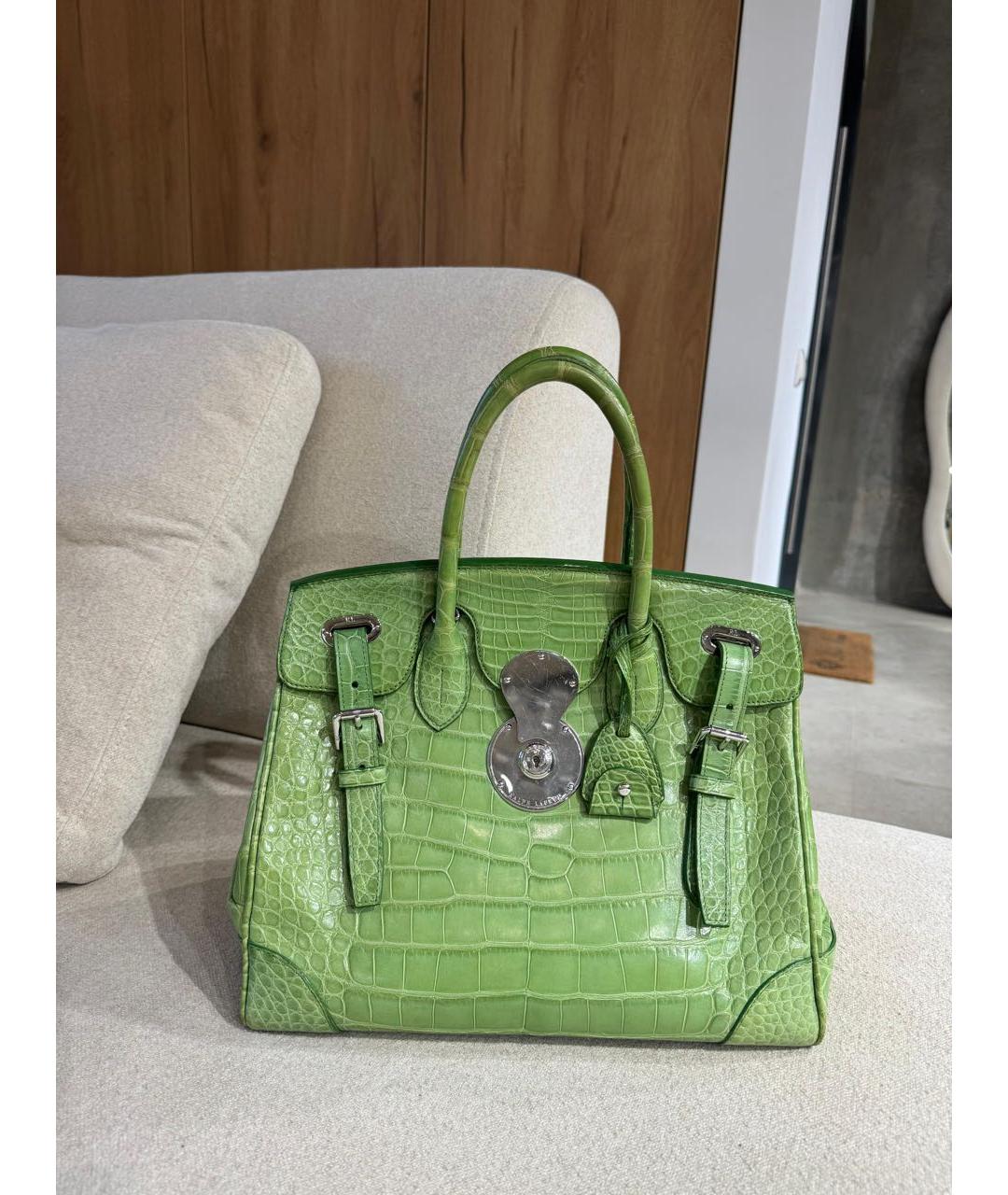 RALPH LAUREN Салатовая сумка через плечо из экзотической кожи, фото 2