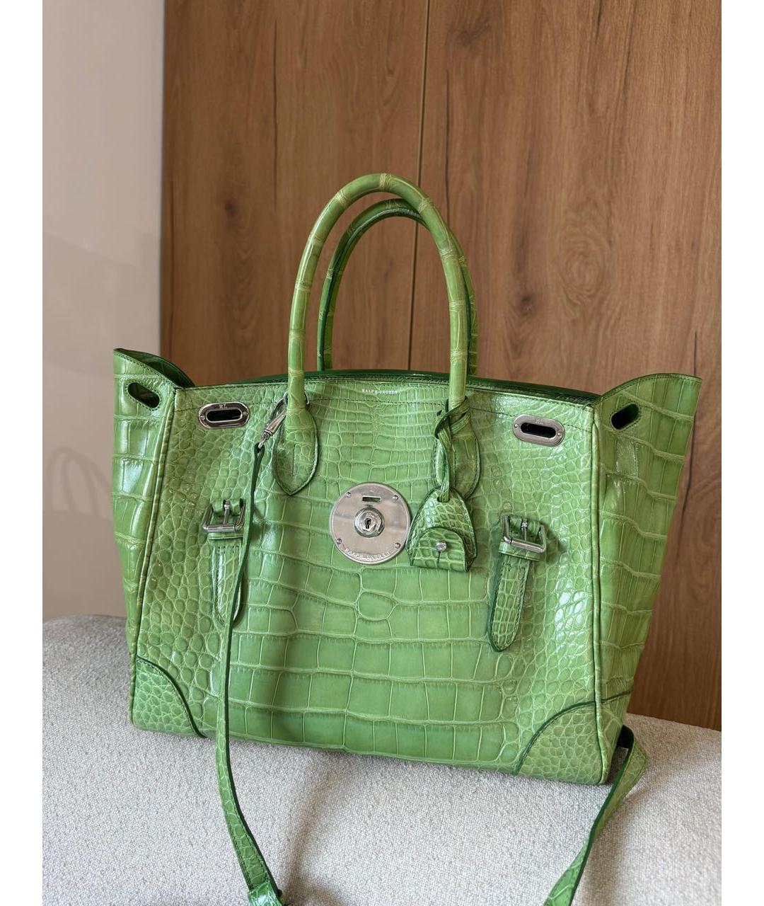 RALPH LAUREN Салатовая сумка через плечо из экзотической кожи, фото 4