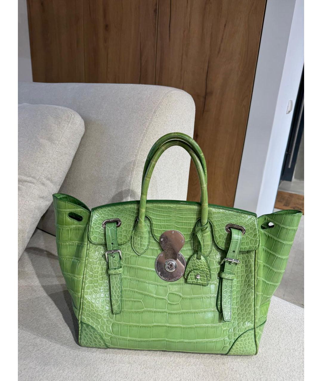 RALPH LAUREN Салатовая сумка через плечо из экзотической кожи, фото 3