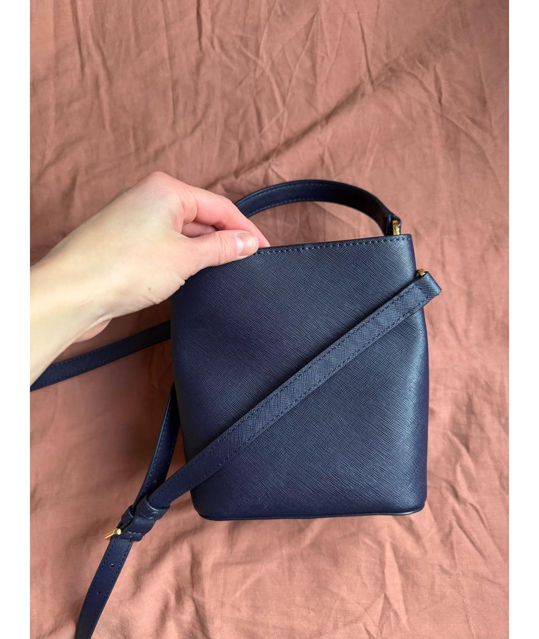 RALPH LAUREN Темно-синяя кожаная сумка тоут, фото 3