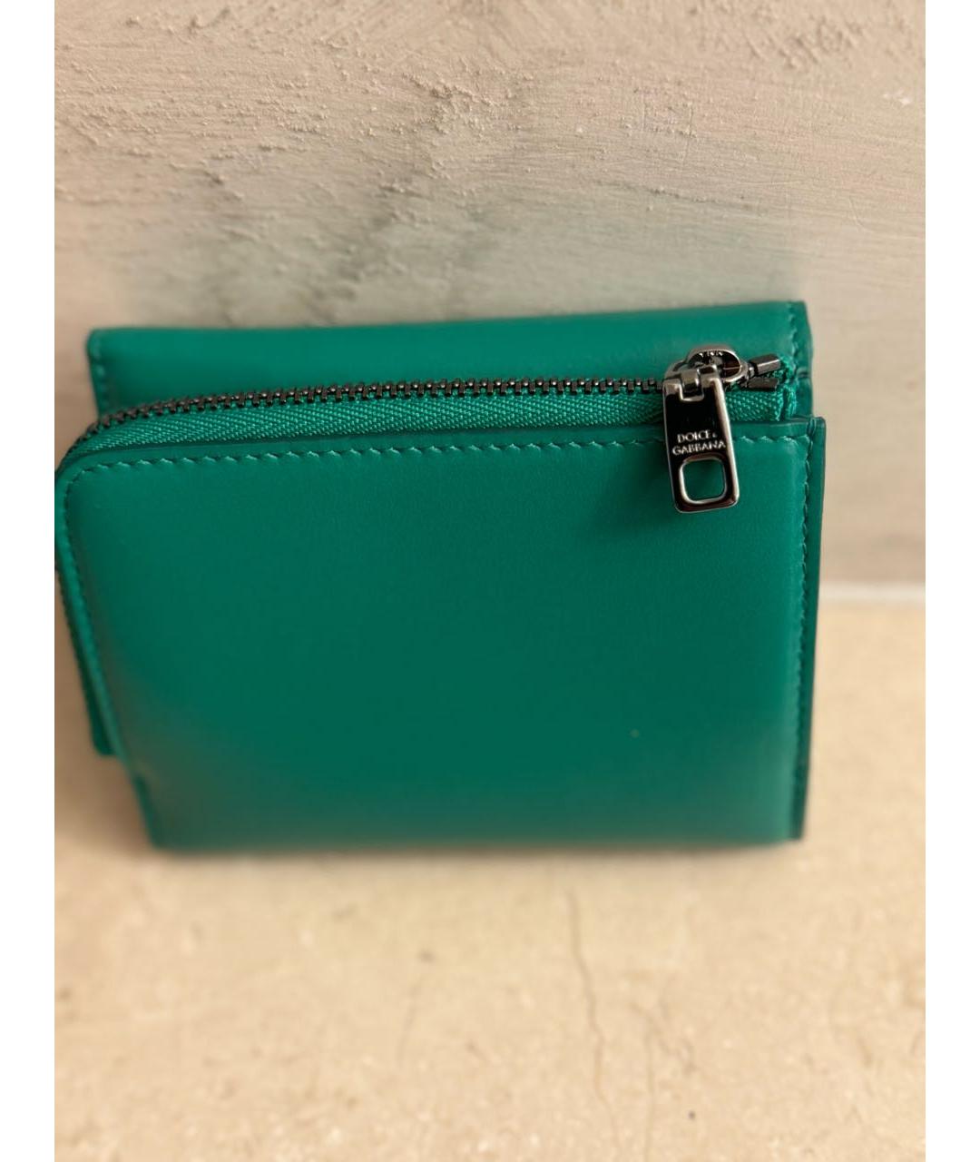 DOLCE&GABBANA Зеленый кожаный кошелек, фото 7
