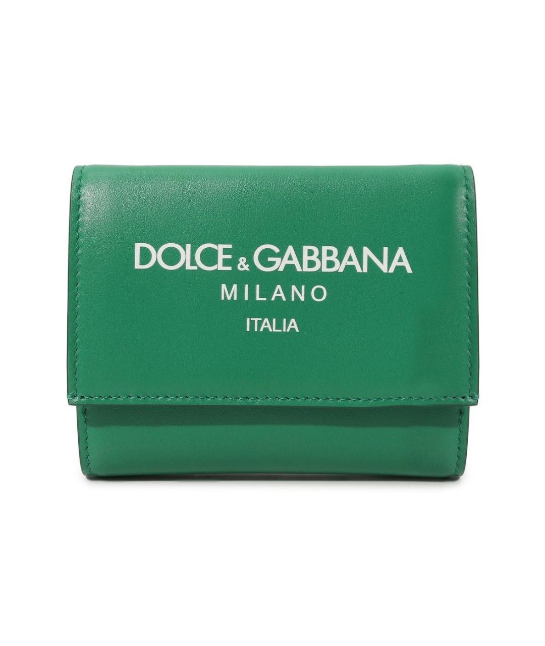 DOLCE&GABBANA Зеленый кожаный кошелек, фото 1