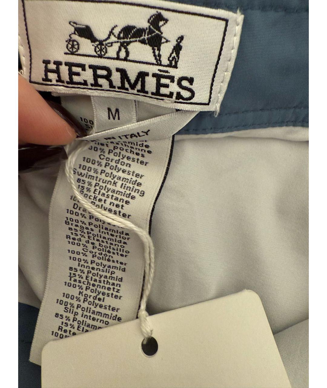 HERMES Голубые полиамидовые шорты, фото 6