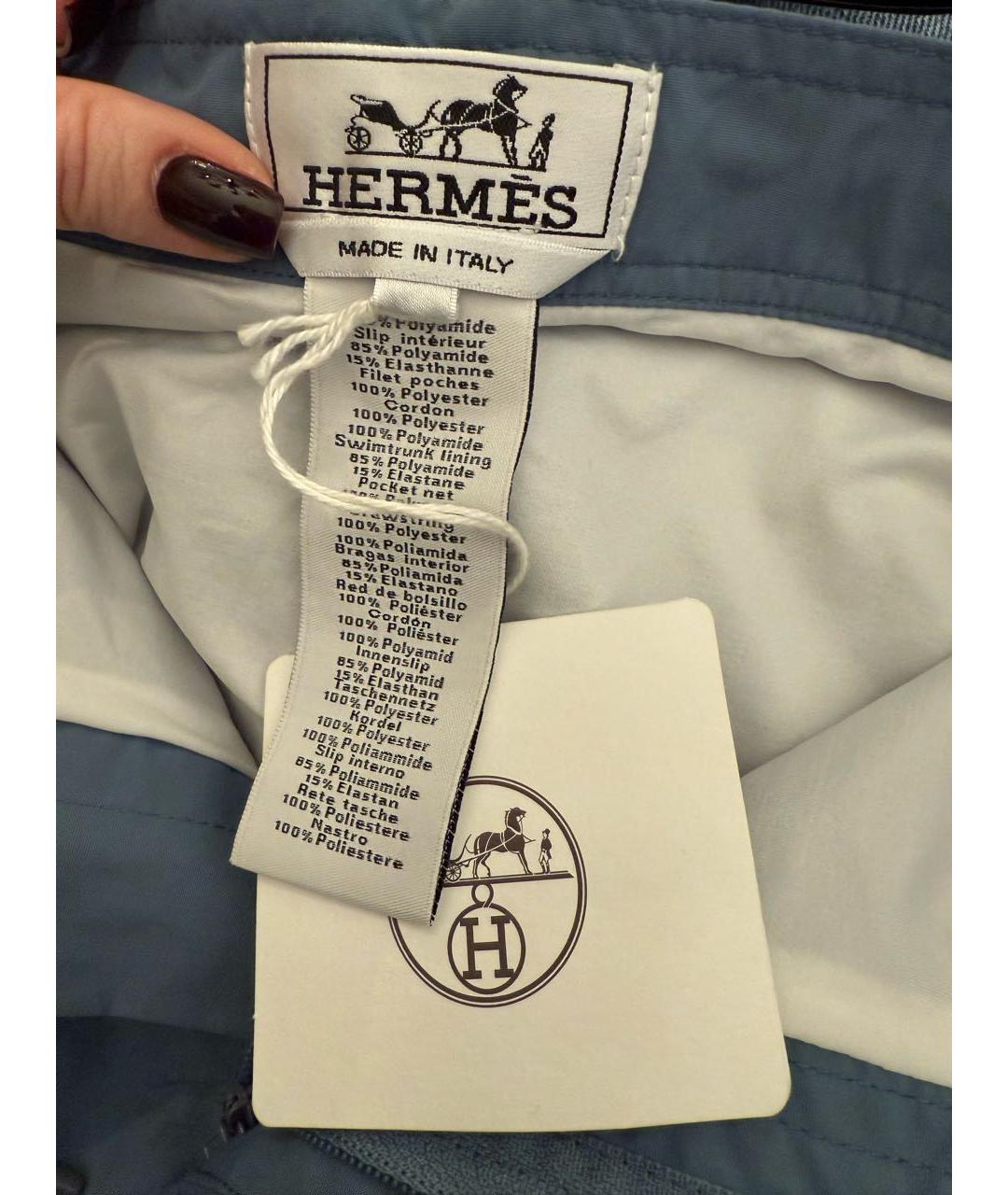 HERMES Голубые полиамидовые шорты, фото 4