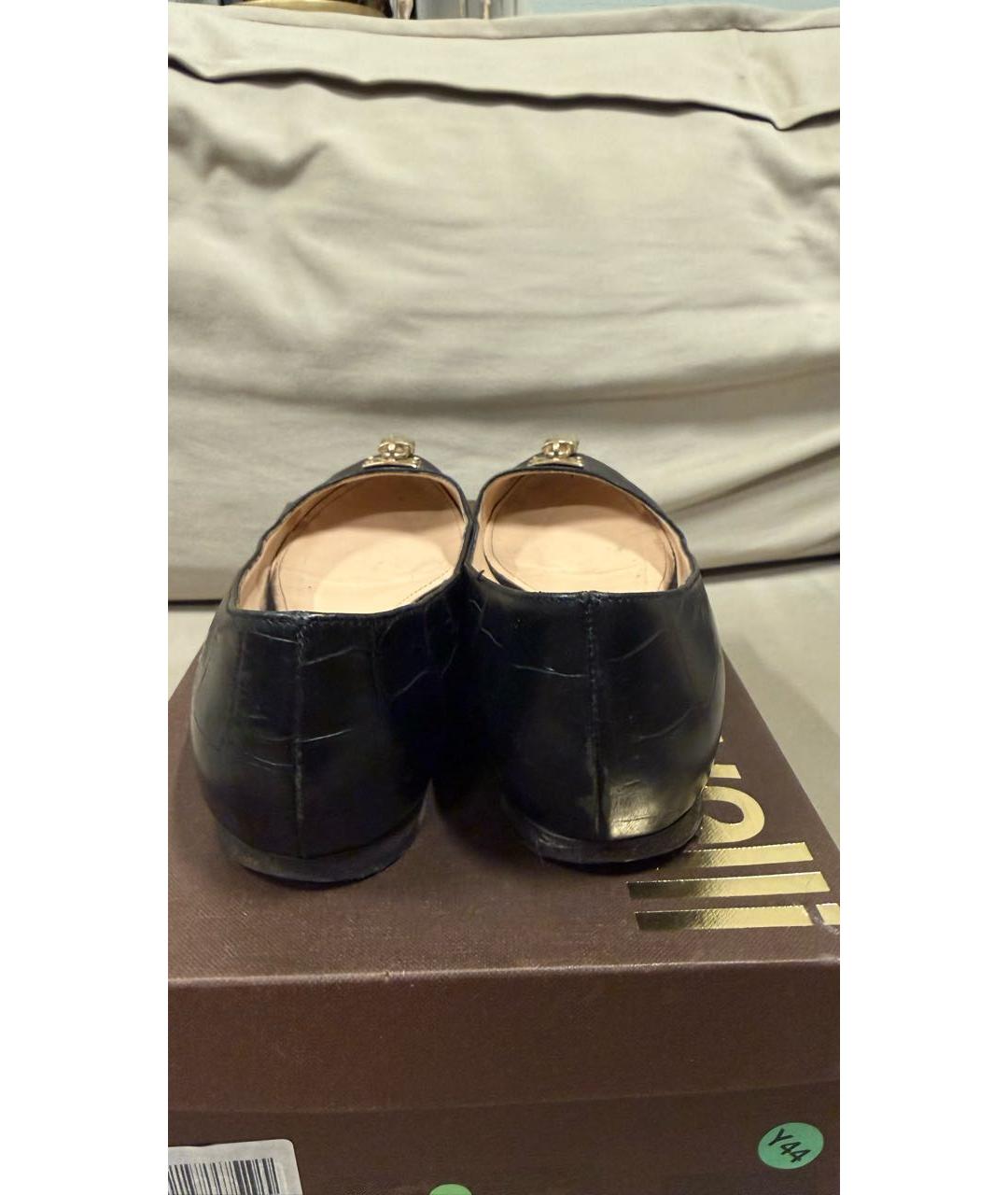 ROBERTO CAVALLI Черные кожаные балетки, фото 4