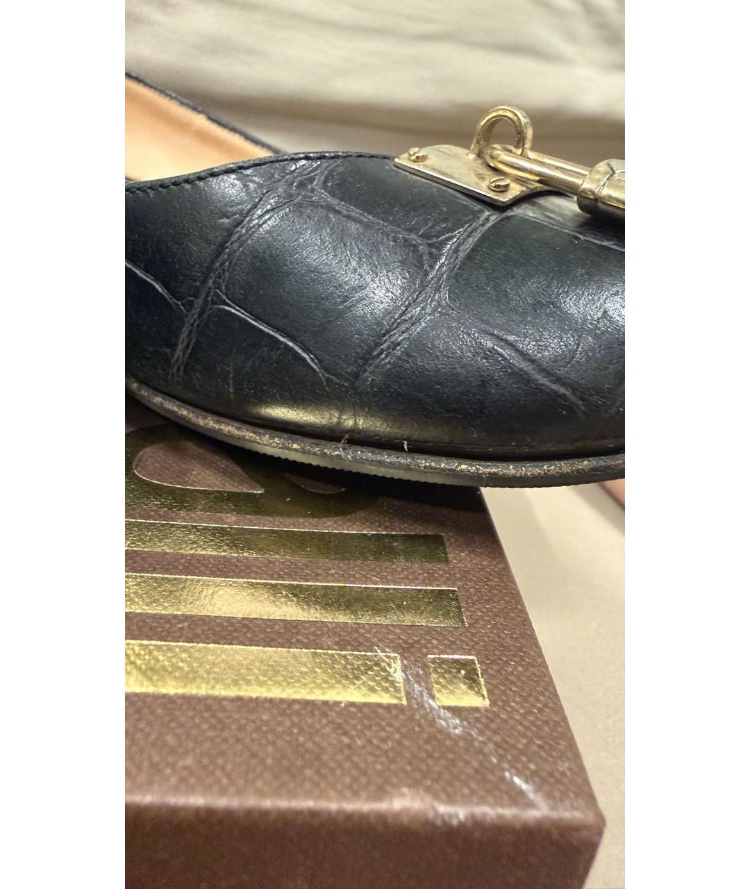 ROBERTO CAVALLI Черные кожаные балетки, фото 6