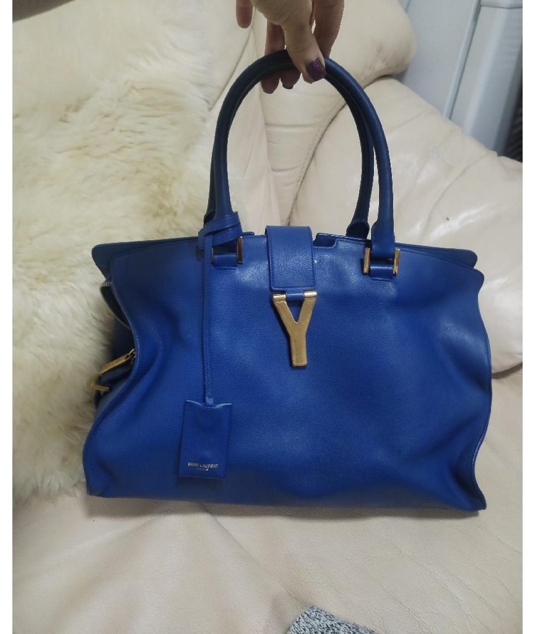 YVES SAINT LAURENT VINTAGE Синяя кожаная сумка через плечо, фото 6