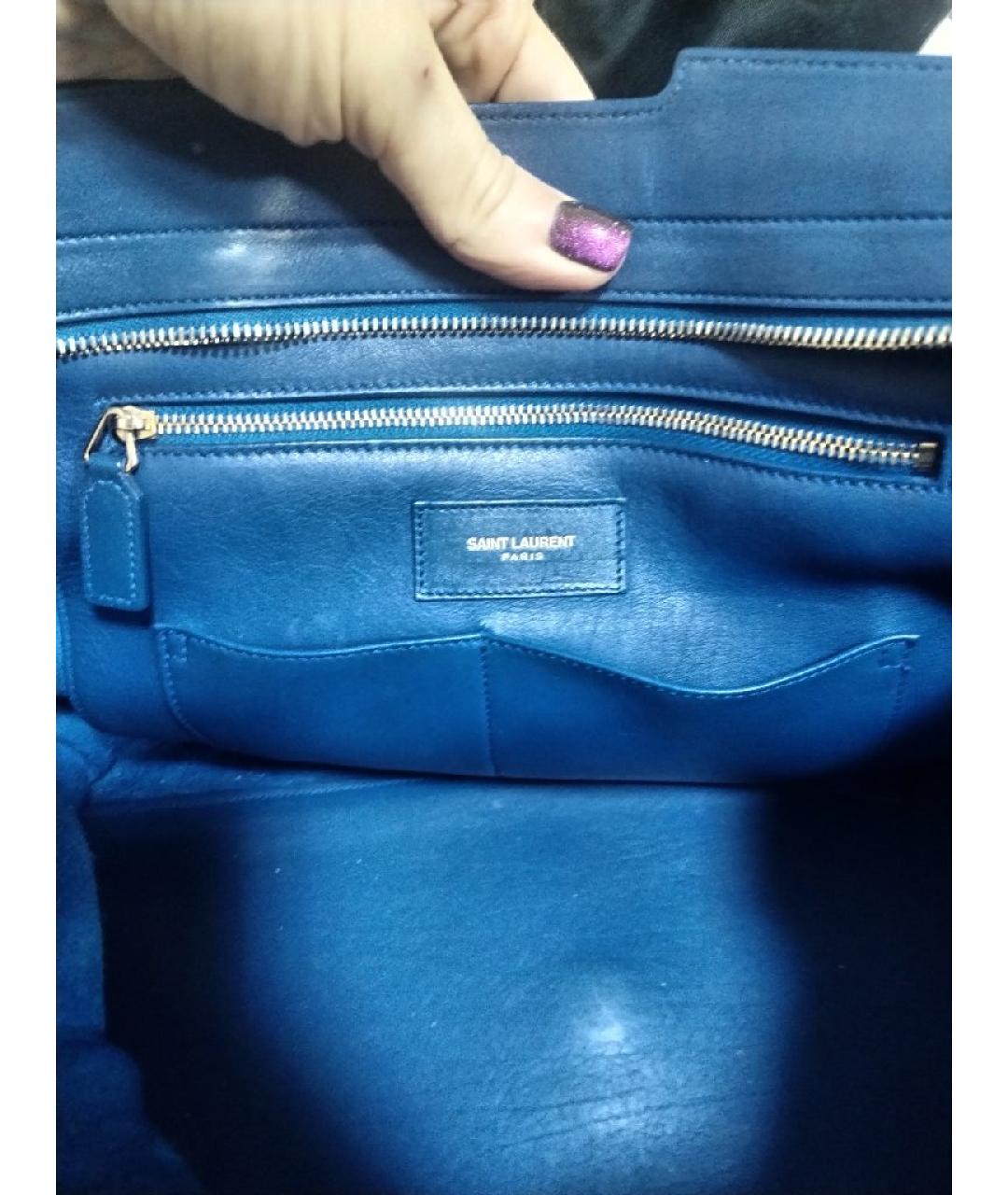 YVES SAINT LAURENT VINTAGE Синяя кожаная сумка через плечо, фото 4