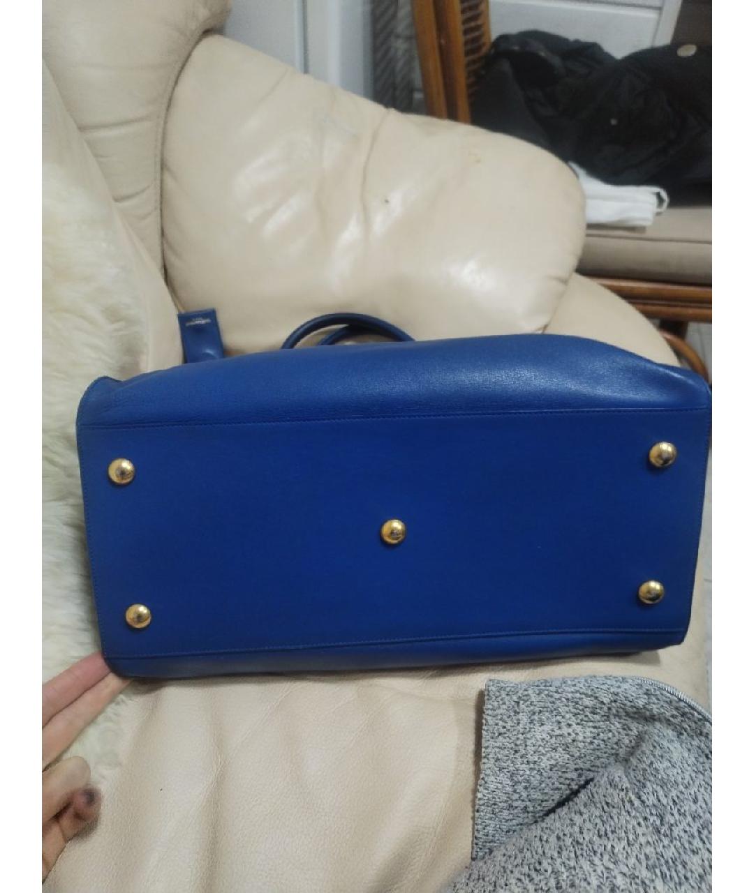 YVES SAINT LAURENT VINTAGE Синяя кожаная сумка через плечо, фото 2