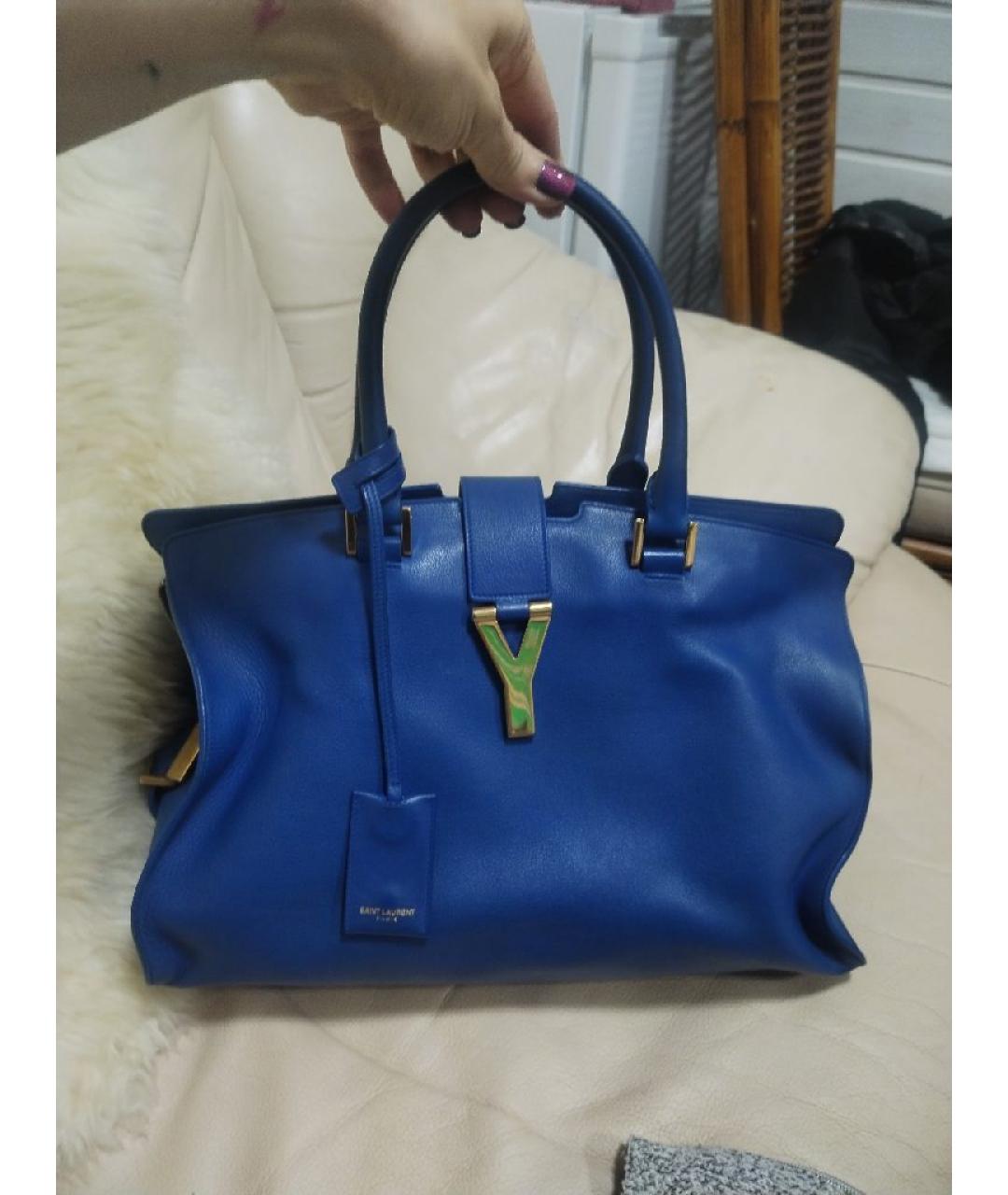 YVES SAINT LAURENT VINTAGE Синяя кожаная сумка через плечо, фото 6