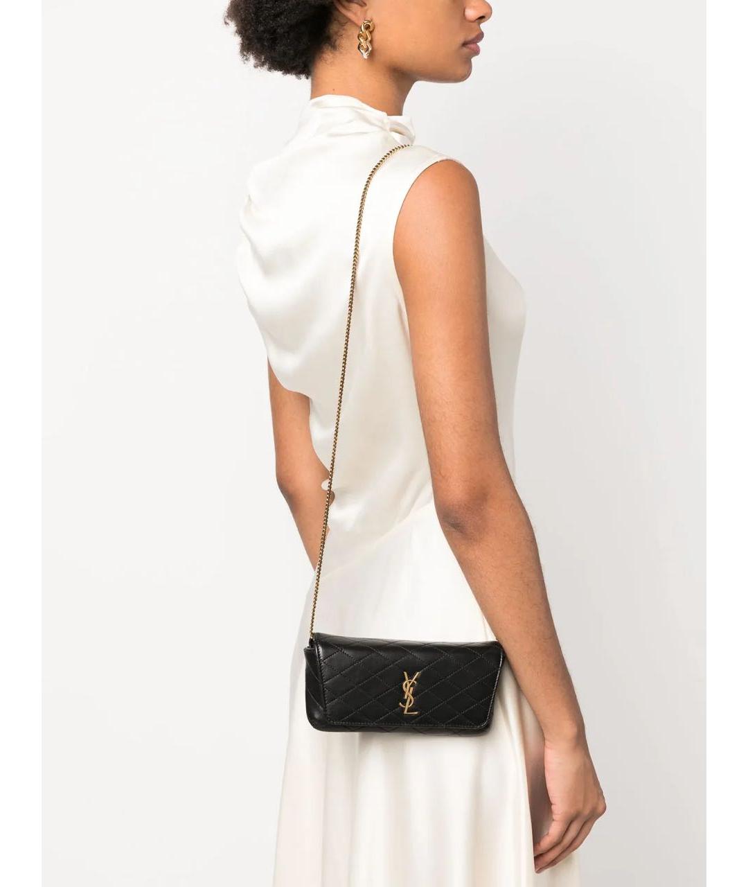 SAINT LAURENT Черная кожаная сумка через плечо, фото 8