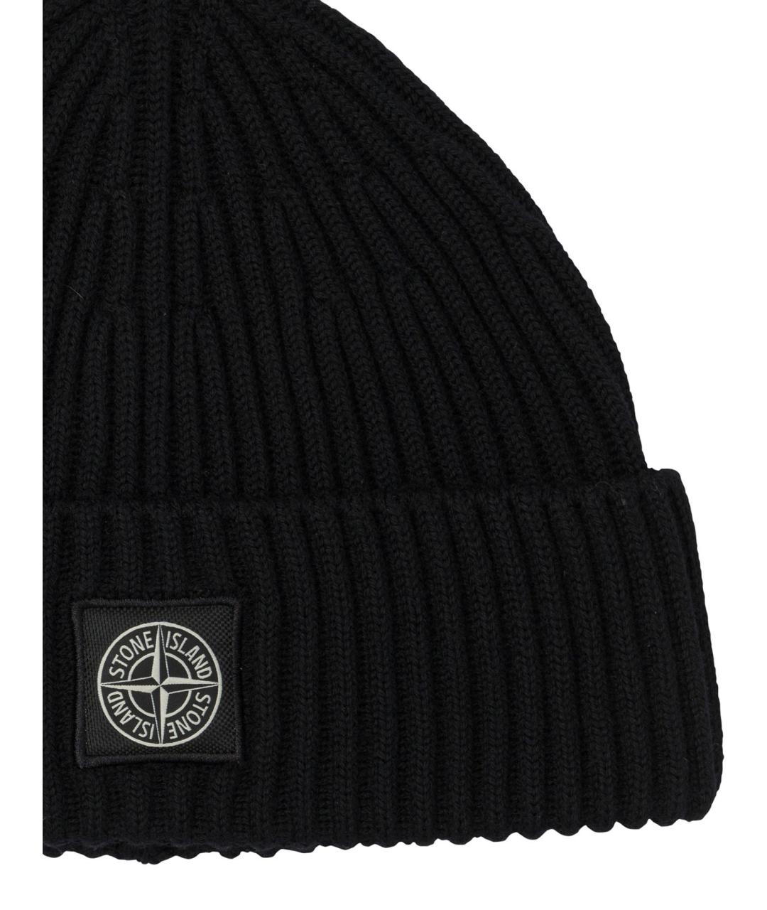 STONE ISLAND Черная шерстяная шапка, фото 3