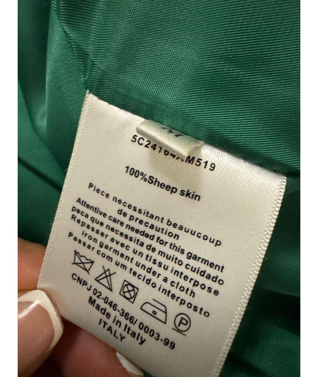 BOTTEGA VENETA Зеленая кожаная куртка, фото 6