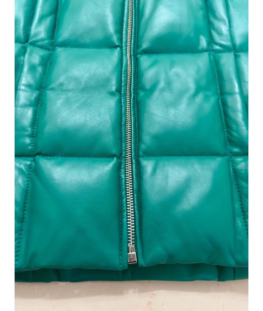 BOTTEGA VENETA Зеленая кожаная куртка, фото 4