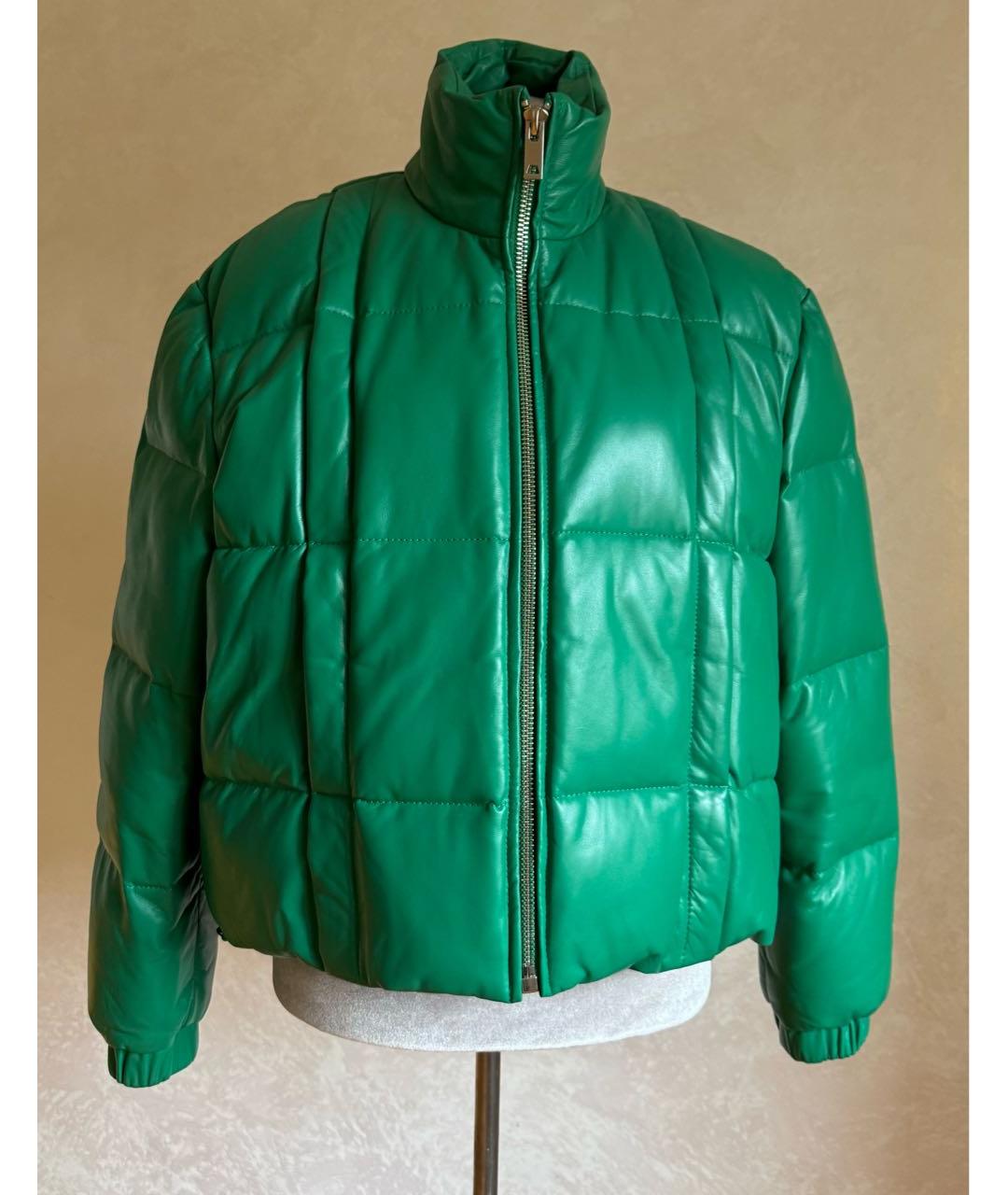 BOTTEGA VENETA Зеленая кожаная куртка, фото 8