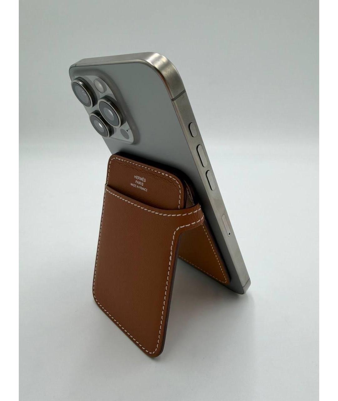 HERMES Коричневый кожаный кардхолдер, фото 5