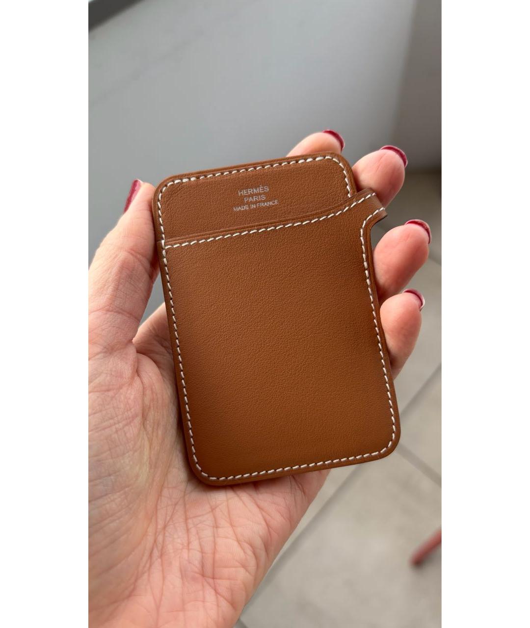 HERMES Коричневый кожаный кардхолдер, фото 6