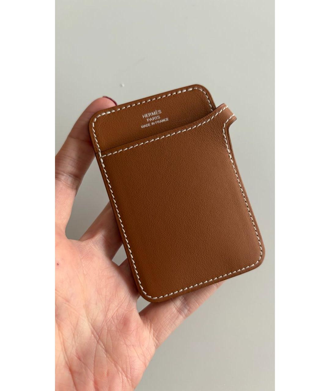 HERMES Коричневый кожаный кардхолдер, фото 2
