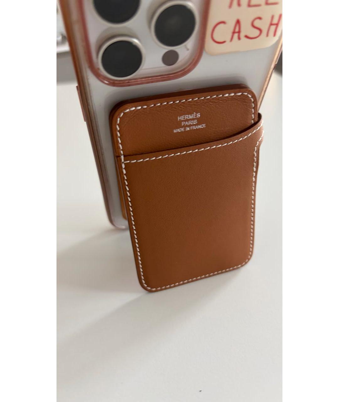 HERMES Коричневый кожаный кардхолдер, фото 4