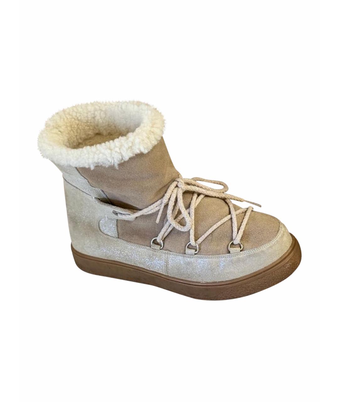 MONCLER Бежевые замшевые ботинки, фото 1